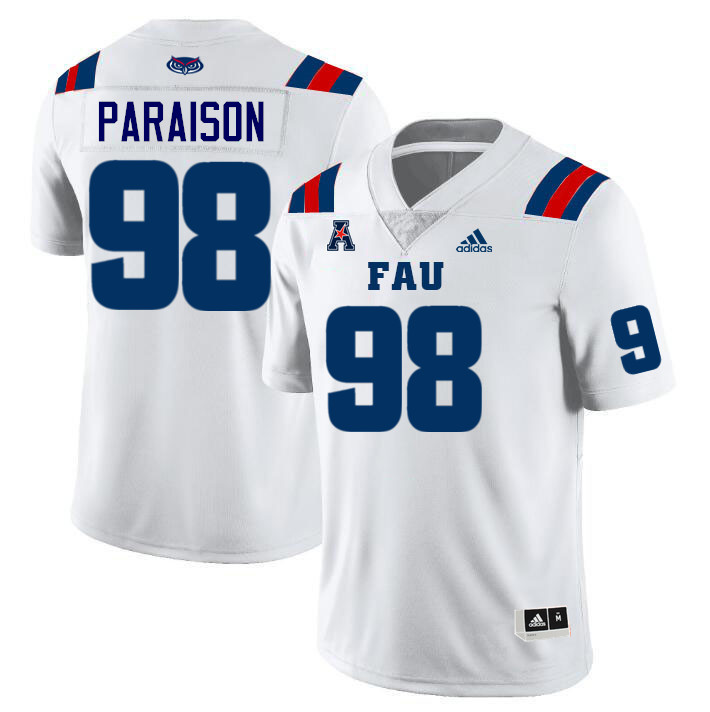 Florida Atlantic Owls #98 Christian Paraison College Football Jerseys Stitched-White